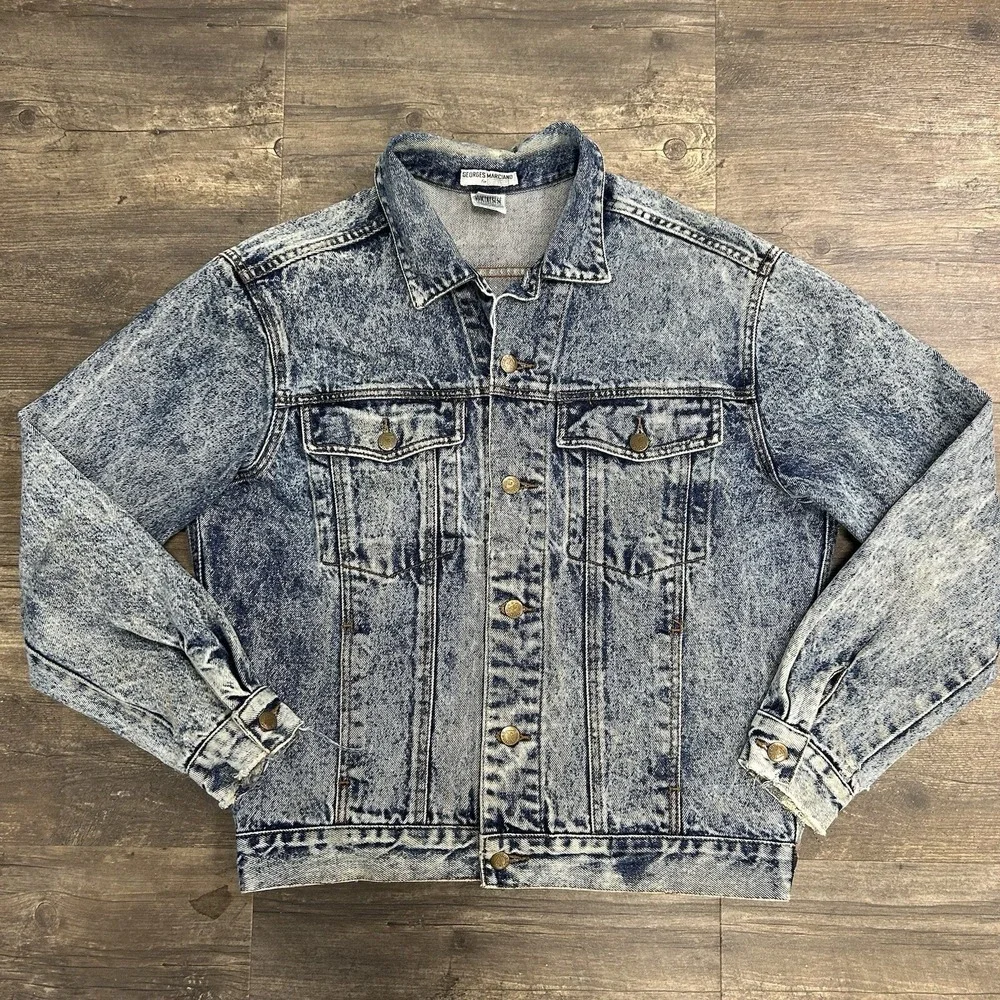 Vintage Georges Marciano‎ Guess Denim Trucker Button Jacket Size Medium USA ACID